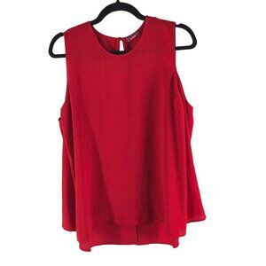 Vince Camuto Red Cold Shoulder Blouse Womens S Long Sleeve Hi Low Hem